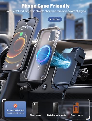 Wireless Car Charger Auto-Clamping Air Vent Car Mount 15W Fast Charging - color: Royal blue