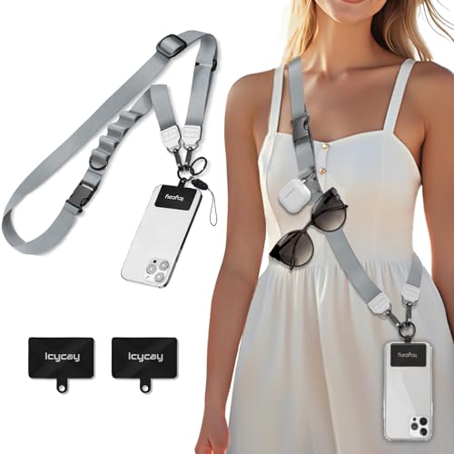 Icycay Phone Lanyard Crossbody Strap Neck Adjustable Teacher Women Gray - color: 1 Silver Gray