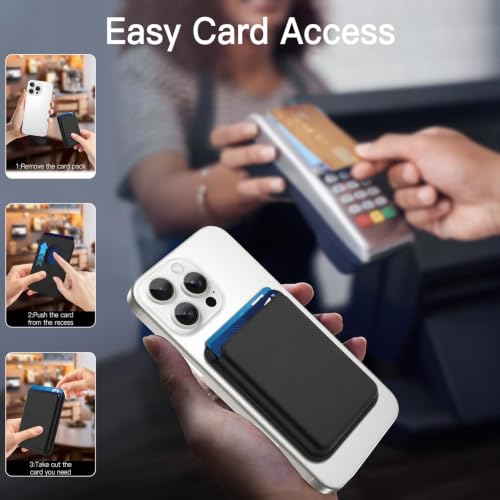 Compatible with MagSafe Wallet, Leather TPU Protective, Black - color: Black