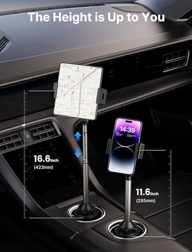 JSAUX Car Cup Holder Phone Mount for Foldable Phones & Mini Tablets - color: FlexMount