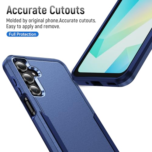 Phone Case for Samsung Galaxy A17 5G Case, Samsung A17 5G Case with Tempered Glass Screen Protector, Soft TPU Hard Back Double Layer Phone Cover (Navy Blue) - color: Navy Blue