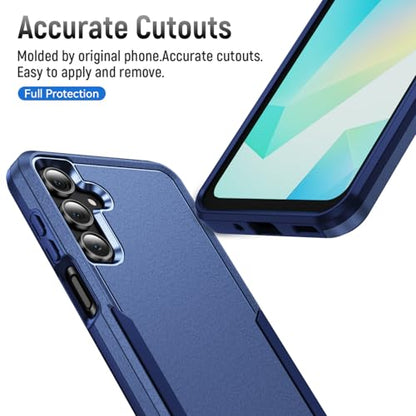 Phone Case for Samsung Galaxy A17 5G Case, Samsung A17 5G Case with Tempered Glass Screen Protector, Soft TPU Hard Back Double Layer Phone Cover (Navy Blue) - color: Navy Blue