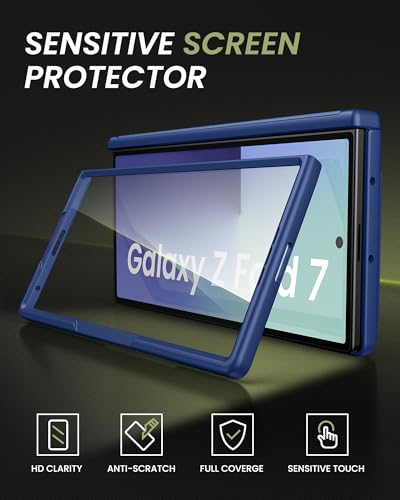for Samsung Galaxy Z Fold 7 Case with Card Holder, Blue - color: Blue