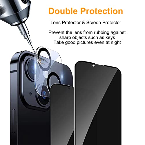 PEHAEL for iPhone 14 Privacy Screen Protector+Camera Lens Protector