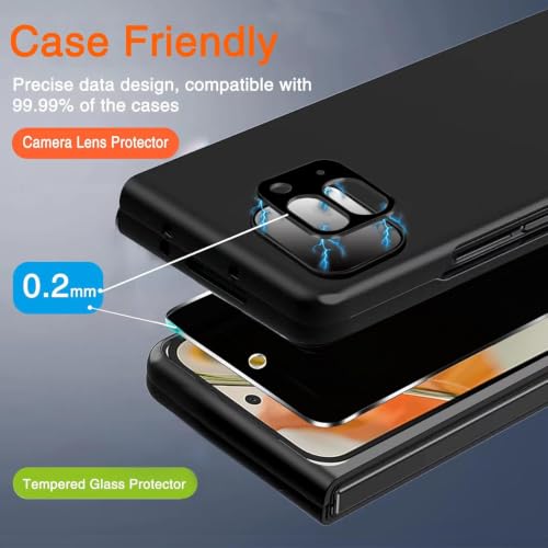 Ferilinso 2 Pack Privacy Screen Protector for Google Pixel 9 Pro Fold | 9H+ Tempered Glass Back&Camera Lens Protectors, Military-Grade Shatterproof, Case Friendly, Easy Installation Bubble Free - size: Google Pixel 9 Pro Fold