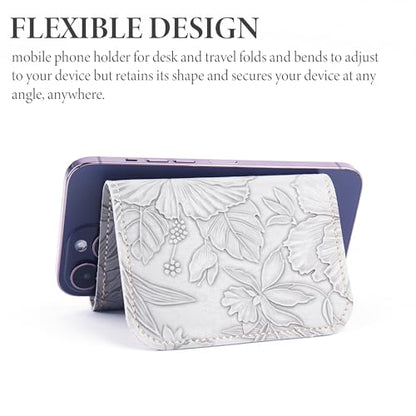 Airplane Travel Essentials for Flying Flex Flap Cell Phone Holder & Flexible Tablet Stand for Desk, Bed, Treadmill, Home & in-Flight Airplane Travel Accessories(1-Carved Grey) - color: 1-Carved Grey