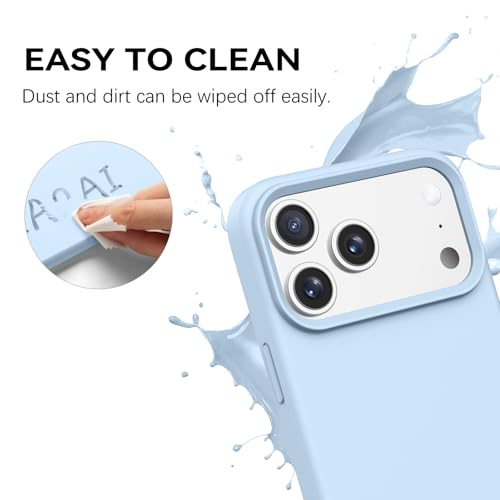 GUAGUA Compatible with iPhone 17 Pro Max Case 6.9 Inch Liquid Silicone Soft Gel Slim Thin Microfiber Lining Cushion Texture Cover Shockproof Protective Phone Case for iPhone 17 Pro Max, Light Blue - color: Light Blue, size: iPhone 17 Pro Max