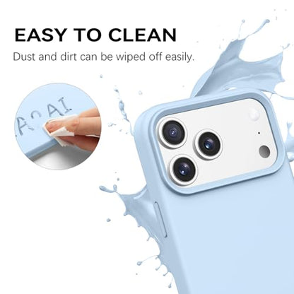 GUAGUA Compatible with iPhone 17 Pro Max Case 6.9 Inch Liquid Silicone Soft Gel Slim Thin Microfiber Lining Cushion Texture Cover Shockproof Protective Phone Case for iPhone 17 Pro Max, Light Blue - color: Light Blue, size: iPhone 17 Pro Max