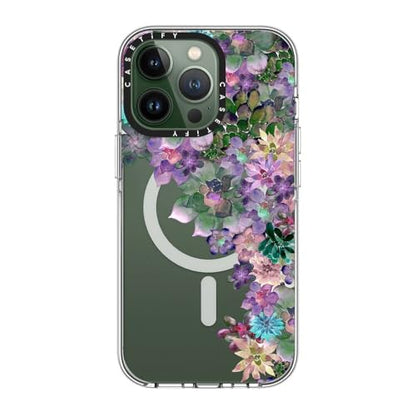CASETiFY for iPhone 13 Pro Case - Impact Clear Compatible with MagSafe | Not Yellowing | 6.6 ft. 3x Military Grade Drop Protection | MY SUCCULENT GARDEN | Clear - color: MY SUCCULENT GARDEN, size: Iphone 13 Pro (6.1")