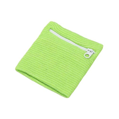 Wrist Wallet Wristband with Zipper, Cotton Wrist SweatBands Sports Absorb Sweat - color: Fruit Green