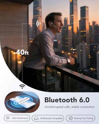 Bluetooth 6.0 Open-Ear Headset with Noise-Canceling Microphone