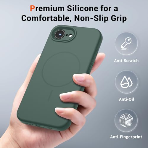 SUPFINE Silicone & Magnetic for iPhone 17e Case/iPhone 16e Case - color: Acacia Green, size: iPhone 17e/iPhone 16e