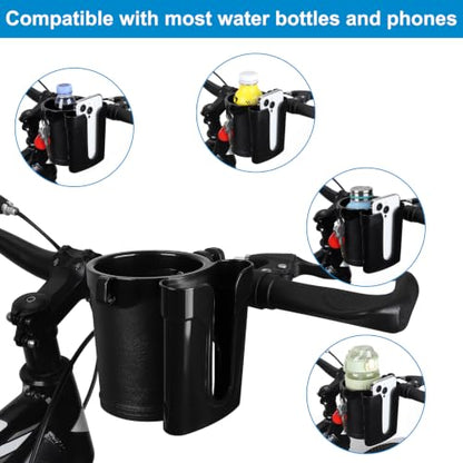 Accmor 3-in-1 Bike Cup Holder with Cell Phone Keys Holder, Bike Water Bottle Holders, Universal Bar Drink Cup Can Holder for Bicycles, Motorcycles, Scooters - color: Black-New Style