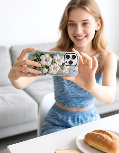 Jusy Magnetic Stained Glass Floral Case for iPhone 16e/17e, Hibiscus | Compatible with MagSafe, Cute Aesthetic Flower Design, TPU and PC Protective Phone Cover - color: Hibiscus