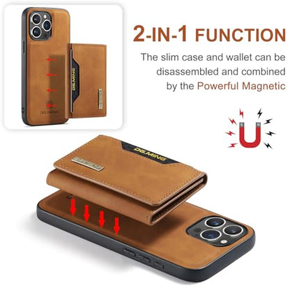 Leather Wallet Phone Cases Compatible with iPhone 15 Pro Case with Card Holder Men 6.1'' 2 in 1 Detachable Back Cover (Brown, IP 15 Pro) - color: Brown, size: IP 15 Pro