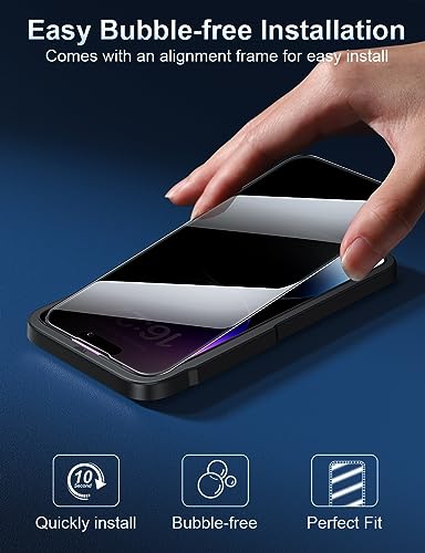ruwa Privacy Screen Protector for iPhone 14 Pro Max [6.7 Inch][2-Pack] Anti-peep Tempered Glass Film with Easy Installation Alignment Frame, 9H Hardness, Scratch Resistant, Case Friendly - size: for iPhone 14 Pro Max-6.7 inch 2-Pack