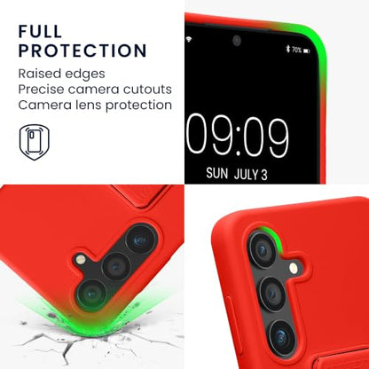 kwmobile Case for Samsung Galaxy S24 Case - Soft TPU Cover with Silicone Coating - with Hand Strap and Stand Function - Shockproof - Red - color: red, size: Galaxy S24