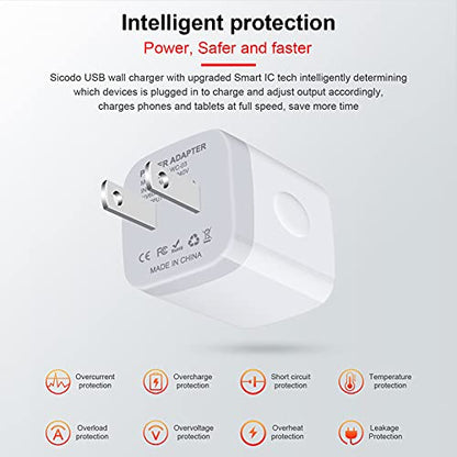 Charger Block for iPhone, Plug in Phone Charger, Sicodo 4Pack Single Port USB Wall Charge Fast Charging Adapter Cube Box for iPhone 16 15 14 13 SE(2020) 12/11pro/XS/XS Max,Samsung Galaxy S25/S24/S23 - color: White