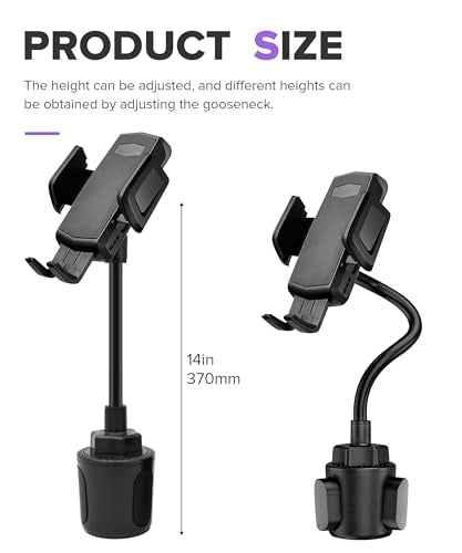 Car Cup Holder Phone Mount,Car Accessories 2-in-1 Adjustable Phone Cup Holder with Flexible Gooseneck & 360° Rotatable Cradle for 4"-7" Smartphones,Fits Most Standard Vehicle Cup Holders