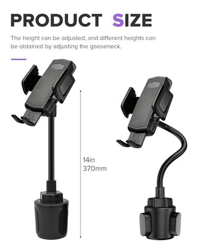 Car Cup Holder Phone Mount,Car Accessories 2-in-1 Adjustable Phone Cup Holder with Flexible Gooseneck & 360° Rotatable Cradle for 4"-7" Smartphones,Fits Most Standard Vehicle Cup Holders