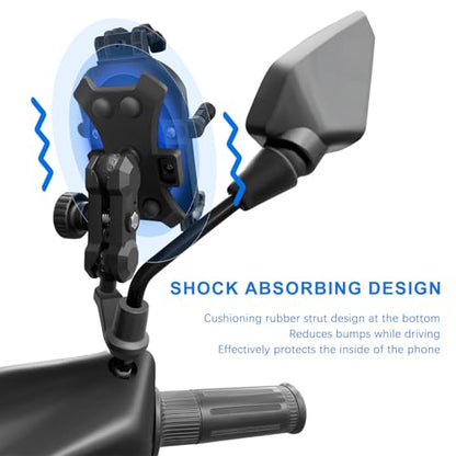 Motorcycle Rear View Mirror Phone Mount Compatible with 4.8-7" Cell Phone - color: Rearview Mirror Mount
