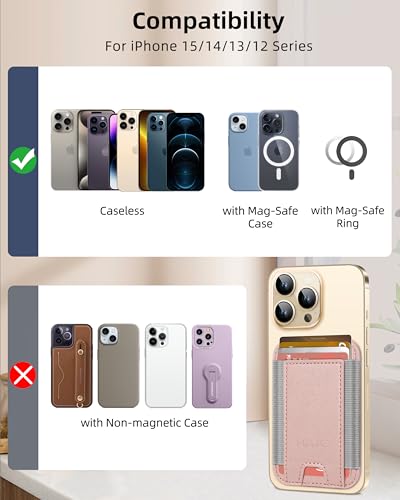 HiWe for MagSafe Wallet, 7 Cards Holder for Phone Case, RFID Blocking - color: Gold Wallet - Grey Band