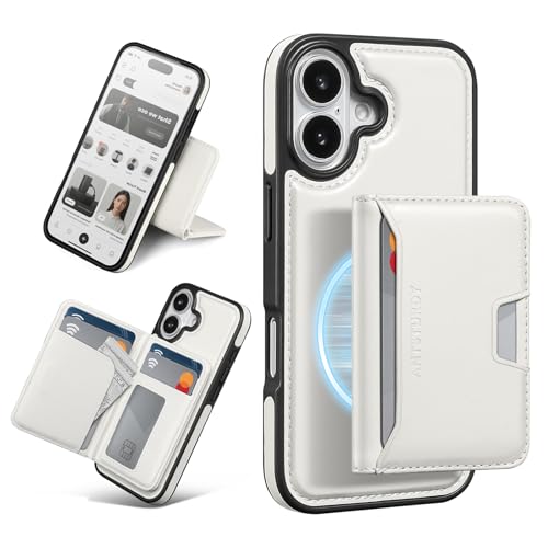 Antsturdy Compatible with MagSafe iPhone 17 Wallet Case,Beige | 2 in 1 Detachable Magnetic,Credit Card Holder Slots,RFID Blocking,PU Leather,Kickstand,Flip Folio Phone Cover for Men & Women - color: Beige, size: iPhone 17 - 6.3"