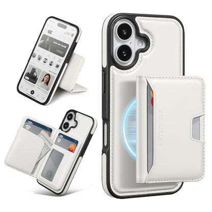 Antsturdy Compatible with MagSafe iPhone 17 Wallet Case,Beige | 2 in 1 Detachable Magnetic,Credit Card Holder Slots,RFID Blocking,PU Leather,Kickstand,Flip Folio Phone Cover for Men & Women - color: Beige, size: iPhone 17 - 6.3"
