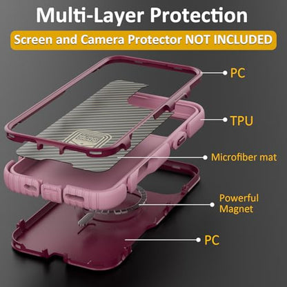 Follaroma Magnetic for iPhone 16 Pro Case, Heavy Duty Cases, Purple Pink | Compatible with MagSafe, Heavy Duty Shockproof,Military-Grade Anti-Drop Protective,Dual Layer Magnetic Protection Phone Cover - color: Purple Pink, size: iPhone 16 Pro 6.3''