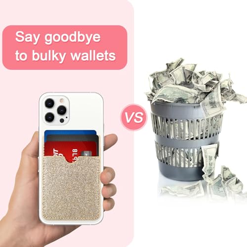 6 Pcs 6 Pcs Stick on Phone Card Holder Wallet, Solid, Bright Color - color: Bright Color