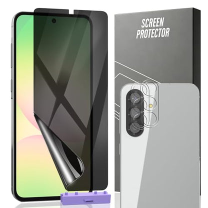 Privacy Screen Protector for Samsung Galaxy A56, 1+2 Pack TPU Anti-Spy Film with Installation Frame, 2 Camera Lens Protector, Fingerprint Compatible, Case Friendly