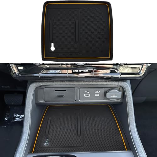 Center Console Silicone Mat Fit for Honda Pilot Accessories 2023-2026 - color: Orange
