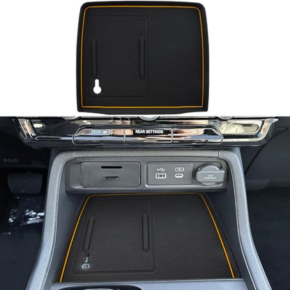 Center Console Silicone Mat Fit for Honda Pilot Accessories 2023-2026 - color: Orange