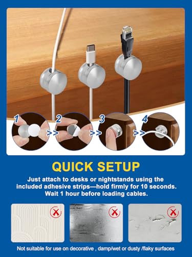 Upgraded Aluminum Silver Phone Charger Cord Holder with Extra-Large