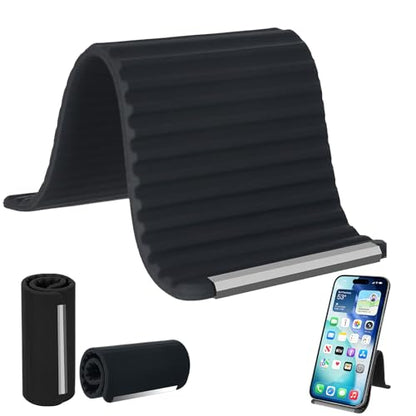 Flexible Silicone Phone Holder,Airplane Phone Holder(Black) - color: Black