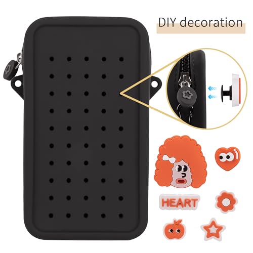Candy Small Crossbody Bag with Charms, Beaded Phone Wrist Strap Bundle, Cellphone Purse and Hands-Free Wristlet Bracelet (Black) - color: Black