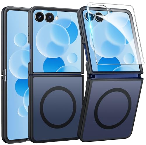 FNTCASE for Samsung Galaxy Z Flip 7 Case, Fit for Magsafe, Screen Protector | Translucent Matte, 18FT Military Grade Drop Protection, Shockproof Protective Phone Cover, Black - color: Black, size: Samsung Z Flip 7 (6.9 Inch)