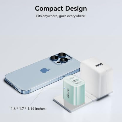 BENFEI 33W GaN USB C Fast Charger, 2-Port Two-Tone Compact Wall Charger Block, Portable Travel Charger for iPhone 17/16/15, Galaxy S25/S24/S23, Pixel 10/9/8, iPad, AirPods, MacBook, Steam Deck - color: Pink