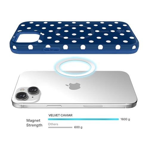 VELVET CAVIAR for iPhone 15 Case - Compatible with MagSafe - 10ft Drop Tested - Midnight Polka Dot - color: Midnight Polka Dot, size: 15