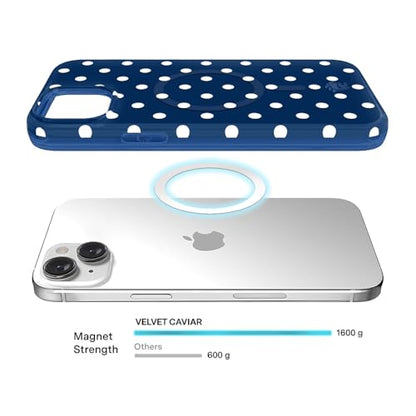VELVET CAVIAR for iPhone 15 Case - Compatible with MagSafe - 10ft Drop Tested - Midnight Polka Dot - color: Midnight Polka Dot, size: 15