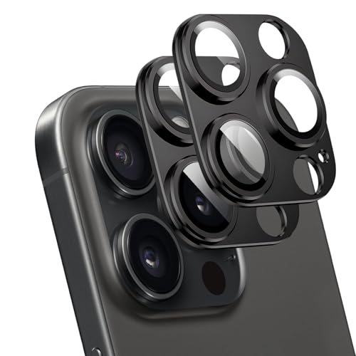 T Tersely 2 Pack Designed for iPhone 14 Pro/iPhone 14 Pro Max Camera Lens Protector,Alloy Metal Camera protector with Tempered Glass Screen Protector,Scratch Resistant,Easy to Install (Black) - color: Black, size: 14 Pro/14 Pro Max