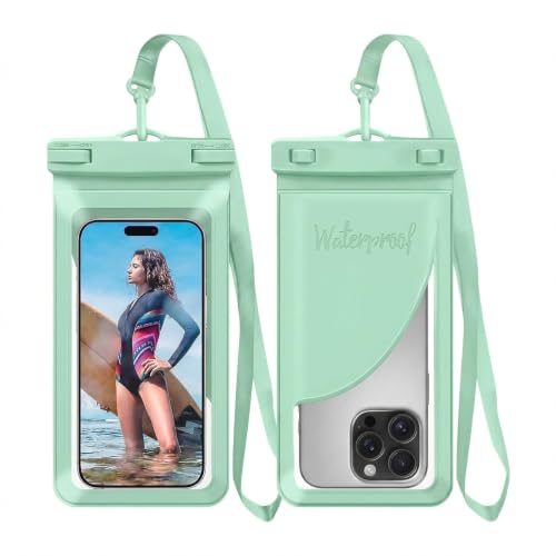 Waterproof Phone Pouch for iPhone 17 16 15 Pro Max IPX8 Green-8.3 | Card Pocket, Lightweight, Large Cellphone Dry Bag, IPX8 Rated, Beach Essential, Cruise Ship, 1 Pack, 8.3 inch - color: A7-Green -1 pack