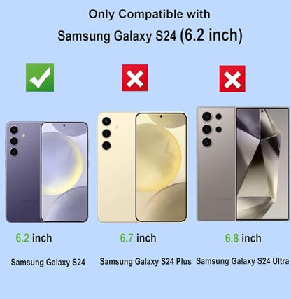 2 Pack for Samsung Galaxy S24 Tempered Glass Screen Protector, Auto-Alignment Installation Frame for Bubble Free & Automatic dust Removal,Fingerprint Unlock,9H Military Grade, HD Clear