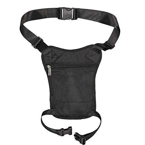 Thigh Pack, Larswon Leg Bag Thigh Pouch Bag Tactical Waist Bag Motorcycle Bag Waterproof - color: A- Black