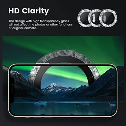Tensea Bling Camera Lens Protector for iPhone 14 Pro/iPhone 14 Pro Max - color: Glitter Silver