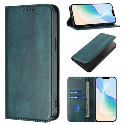 Leather Phone Case Compatible with Galaxy A10E mit Stand Function, Wallet Magnetic Protective Case Bumper Leather RFID Blocking Cover Scratch Resistant Sleeves Compatible with Samsung Galaxy A20E/A10E - color: Green