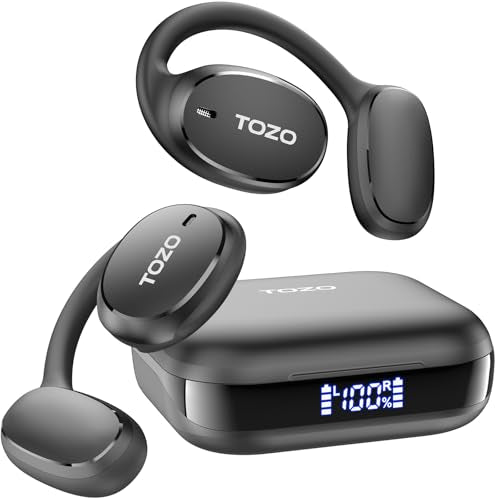 TOZO OpenEgo Open Ear Earbuds 80H Bluetooth 5.3 Headphones Sport Earbuds - color: Black