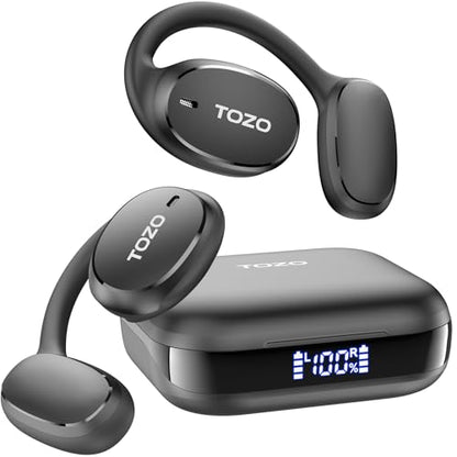 TOZO OpenEgo Open Ear Earbuds 80H Bluetooth 5.3 Headphones Sport Earbuds - color: Black