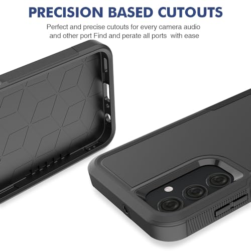 for Samsung Galaxy A25 5G Case: Dual Layer Protective Heavy Duty Cell Phone Cover Shockproof Rugged with HD Screen Protector - Military Protection Bumper Tough - Samsung Galaxy A25 5G 2024, Black - color: Black (PC) + Black (TPU)