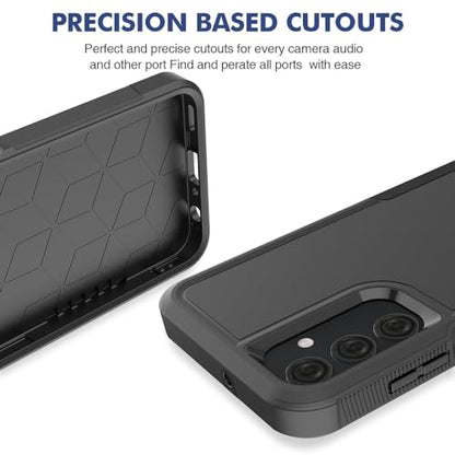 for Samsung Galaxy A25 5G Case: Dual Layer Protective Heavy Duty Cell Phone Cover Shockproof Rugged with HD Screen Protector - Military Protection Bumper Tough - Samsung Galaxy A25 5G 2024, Black - color: Black (PC) + Black (TPU)